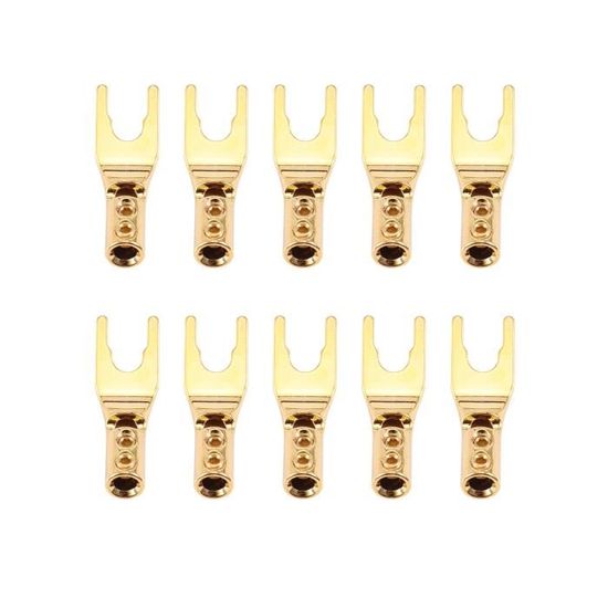 QWORK® 8 Pièces Fiches Banane Pour Enceintes - Connecteurs Fourche 45° Pour Câbles Haut-parleurs, Connexion Fiable Et Simple