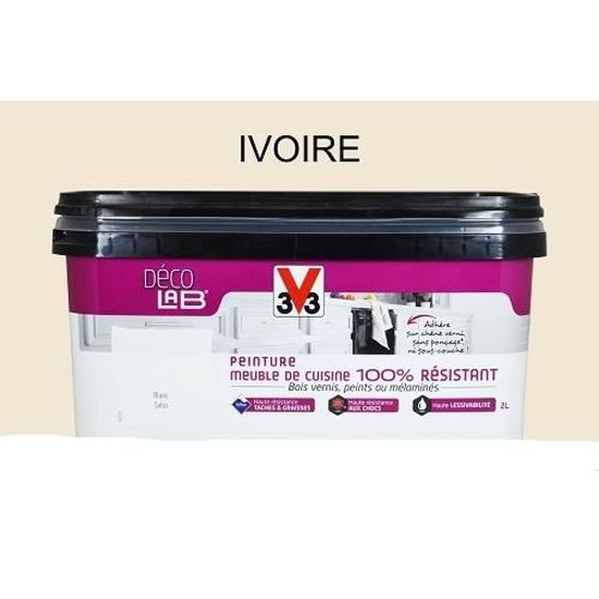 Peinture V33 Deco Lab Meuble De Cuisine 100 Resistant 2l Ivoire Satin Cdiscount Bricolage