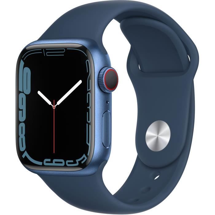 Apple Watch Series 7 GPS + Cellular - 41mm - Boîtier Blue Aluminium - Bracelet Abyss Blue Sport