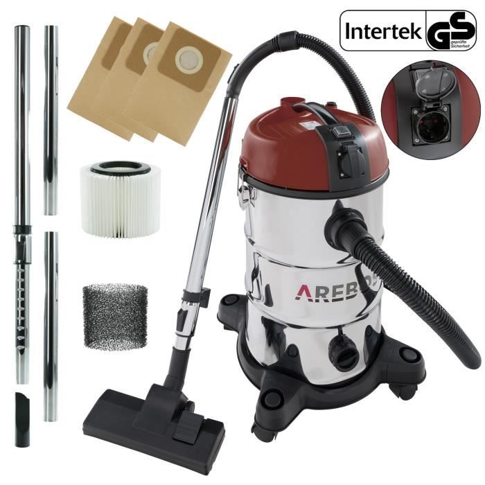 AREBOS Aspirateurs Industriels Aspirateurs Eau et Poussière 2300W 30L Rouge