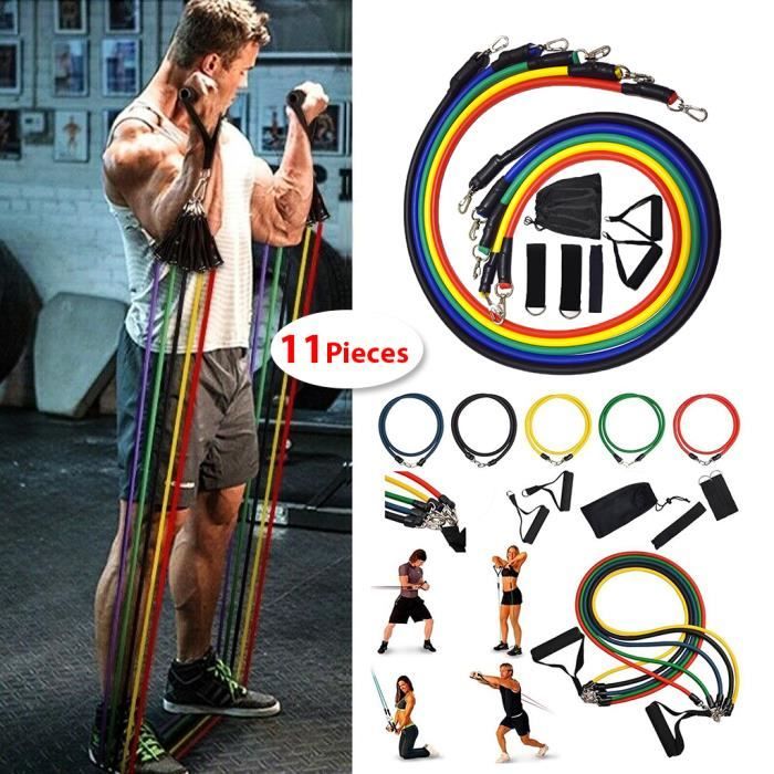 11pcs Bandes de Résistance Elastiques Musculation Set -Sangles De Suspension Musculation Ancre de Porte/Poignées/Sangle de