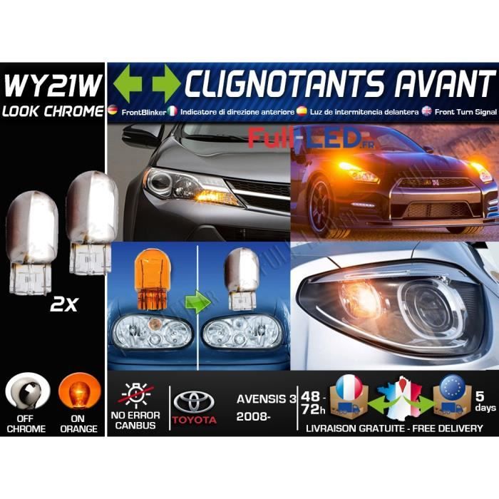 Pack 2 Ampoules WY21W Chromé - Clignotants Avant - Toyota Avensis III