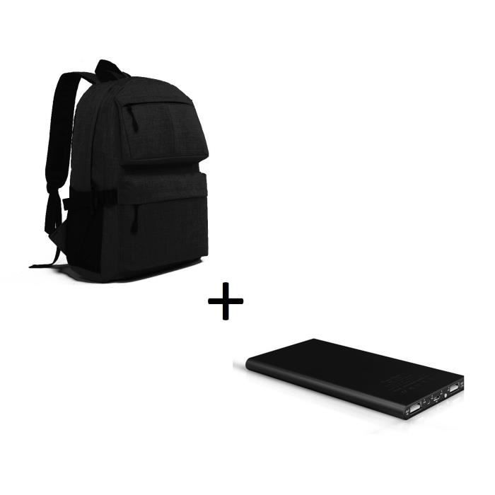 Pack pour XIAOMI Mi 9T (Batterie Plate 6000 mAh 2 ports + Sac à dos avec prise USB integre) (NOIR)