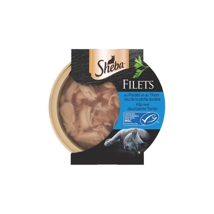 Filets pour chat adulte au poulet et thon Msc Sheba - 60g