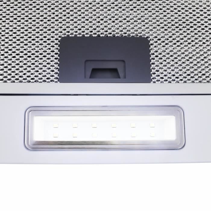 Hotte aspirante murale 90 cm Acier inoxydable et verre trempé Blanc