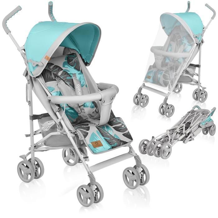 LIONELO Poussette canne compacte bébé Elia moustiquaire et accessoires - Turquoise