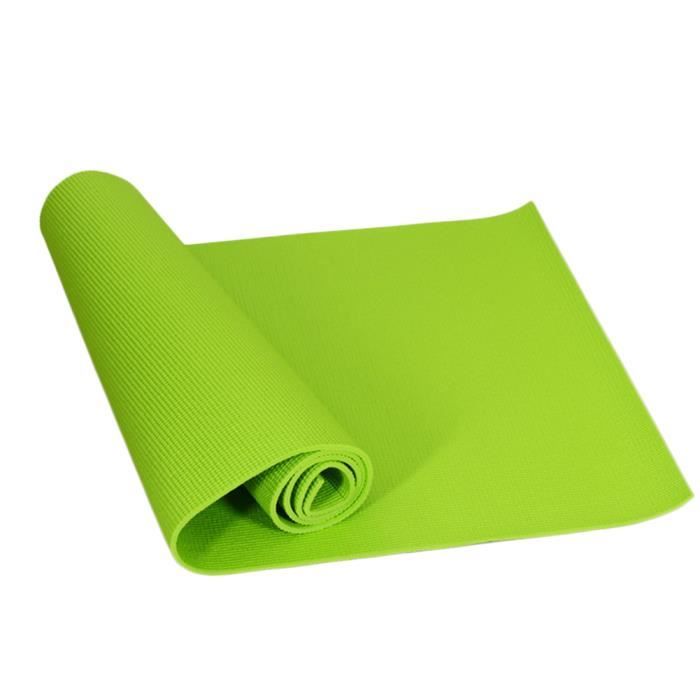 Yoga D'Exercice Antidérapant Entraînement Pilates Tapis de Yoga avec Sangle de Transport Vert 173X61X0.6cm