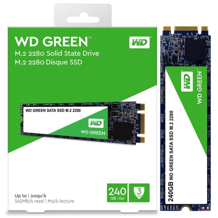 Western Digital WD Green SSD 240GB Disque dur interne à semi-conducteurs TLC M.2 2280 540 Mo / S pour ordinateur portable