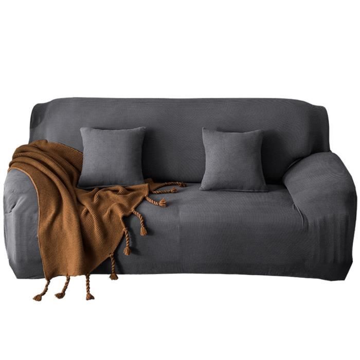 Couvre Canapé 1//2//3//4 Place Housse Protection Extensible Spandex Salon Gris Noir