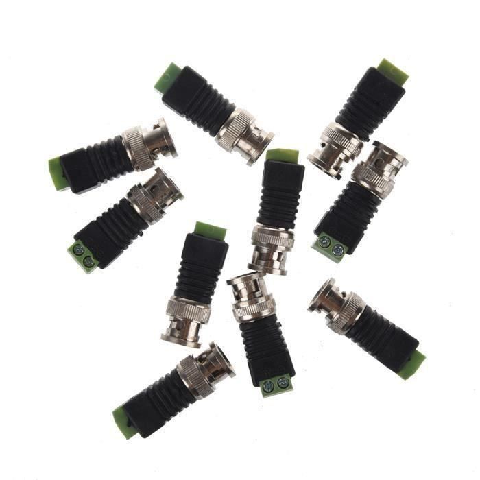 10 x BNC male Adaptateur de camera de videosurveillance coaxial - Connecteur de video Balun