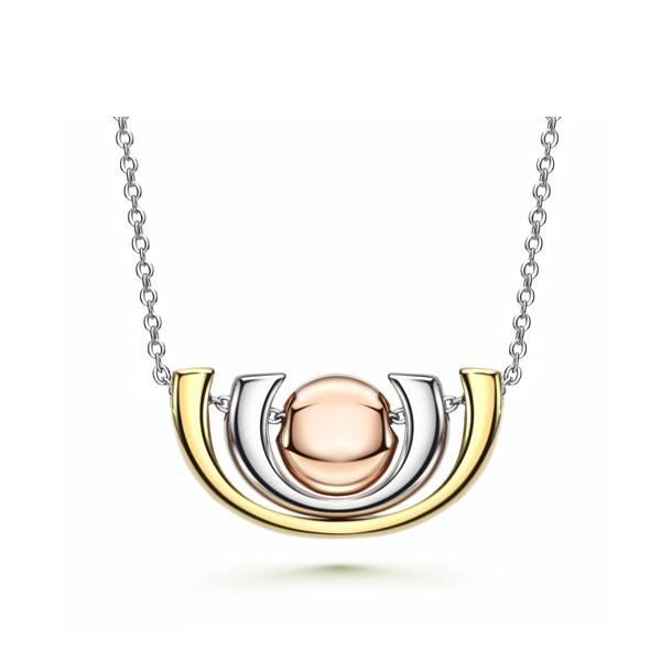 Collier 3 Ors Jaune, Blanc, Rose et Plaqué Rhodium