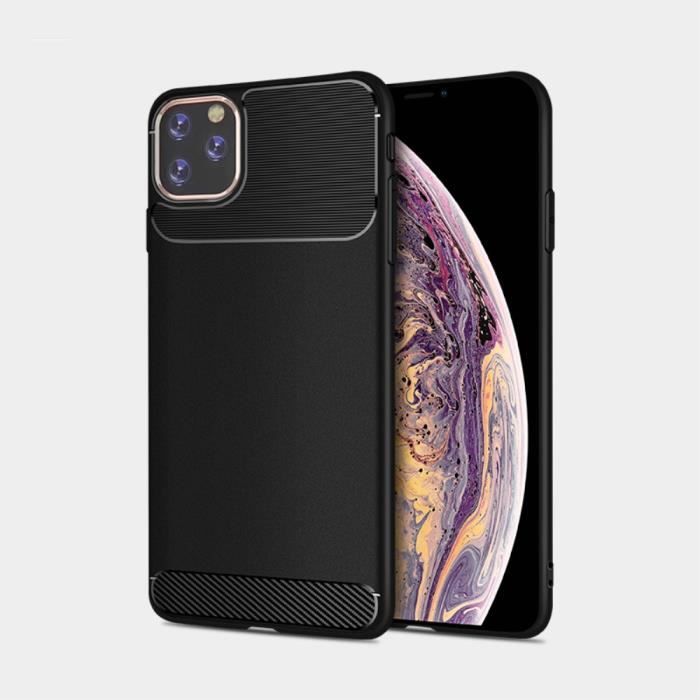 Coque Pour iPhone 11 Pro Noir Carbone En Silicone Gel Souple hfs-house®