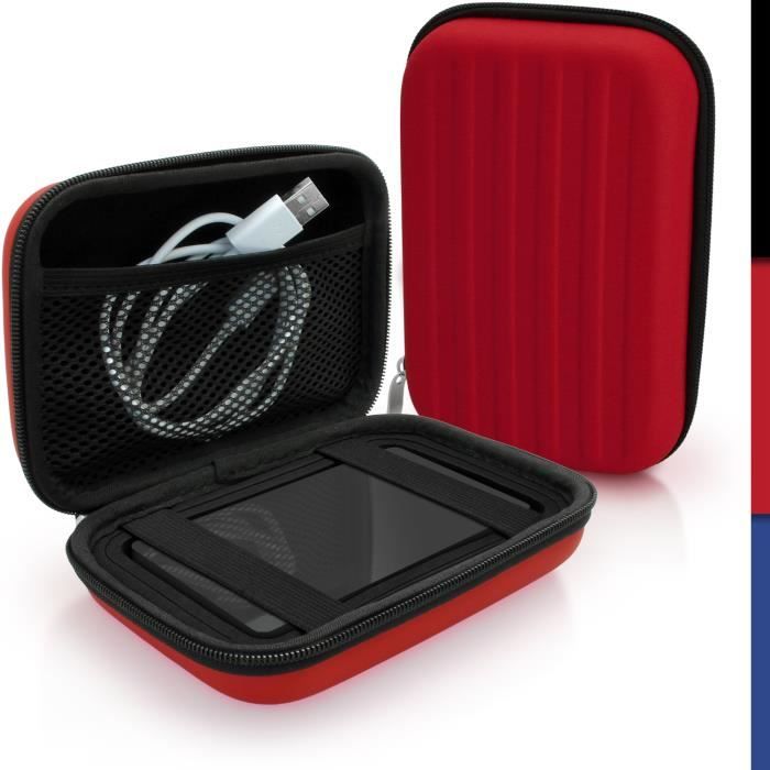 igadgitz Rouge EVA Étui Housse Rigide pour Western Digital My Passport Studio & Wireless Disque Dur Externe Portable Case Cover
