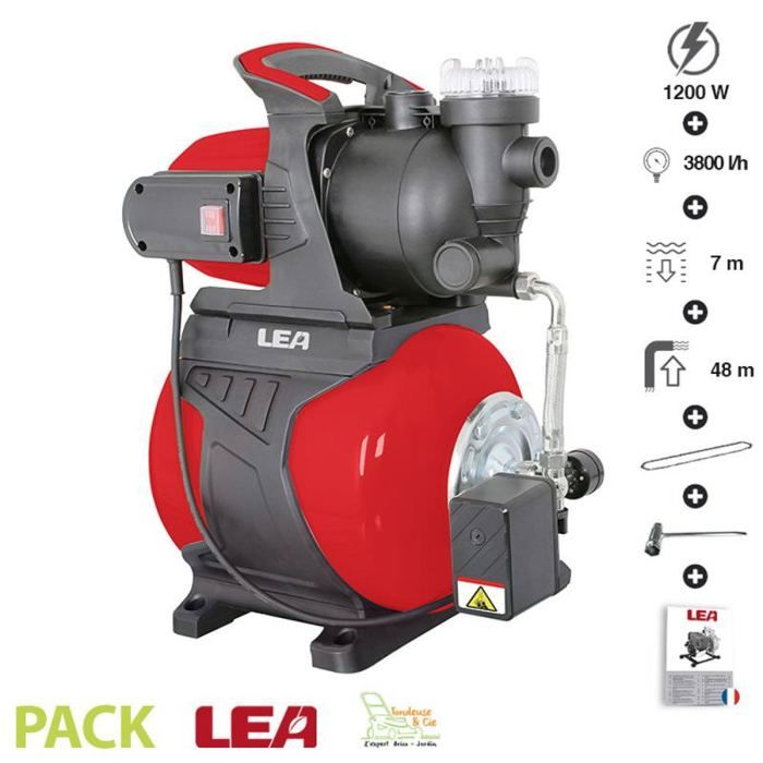 Pompe de jardin hydrophore 1200W 3300l/h cuve 24 litres LEA LE70120-48GC