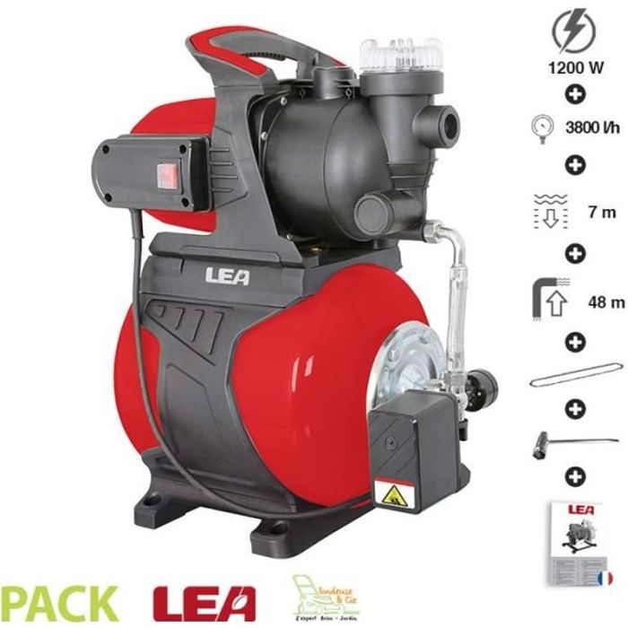 Pompe de jardin hydrophore 1200W 3300l/h cuve 24 litres LEA LE70120-48GC