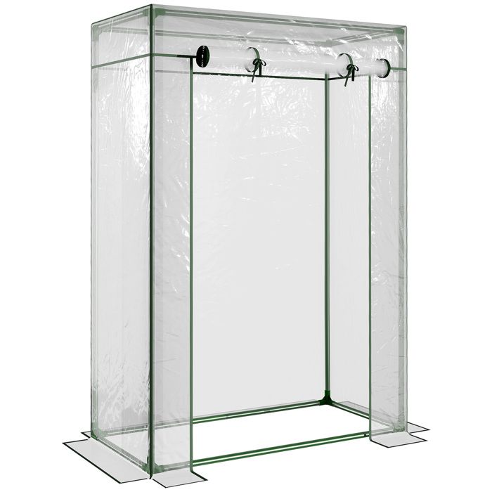 serre de jardin balcon terrasse serre pour tomates 100L x 50l x 150H cm acier PVC imperméable anti-UV transparent vert neuf 65