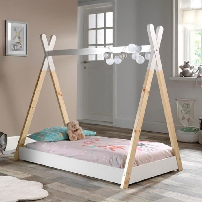 Lit Enfant Design -tipi- 70x140cm Blanc - Paris Prix