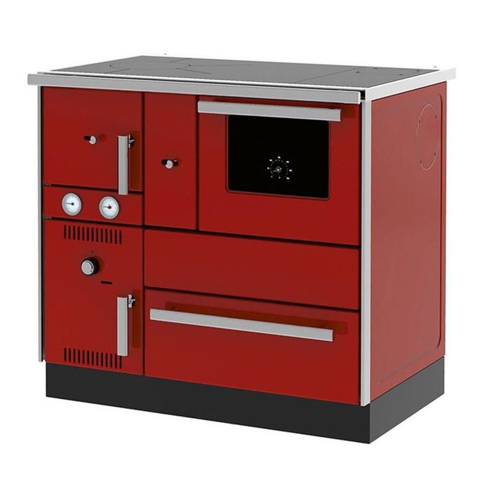 Cuisinière Bois Chauffage (7,44 kW) + Bouilleur (20,1 kW) Sannover 27 kW Rouge
