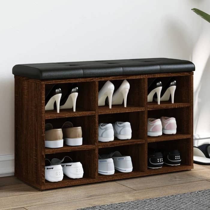 vidaXL Banc à Chaussures Meuble de Rangement avec Coussin Banc de Couloir avec Étagère Entrée Salon Intérieur Moderne 835109