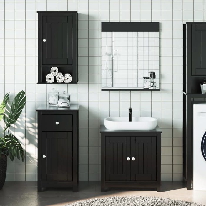 vidaXL Meubles de salle de bain 4 pcs BERG noir bois de pin massif 3206503