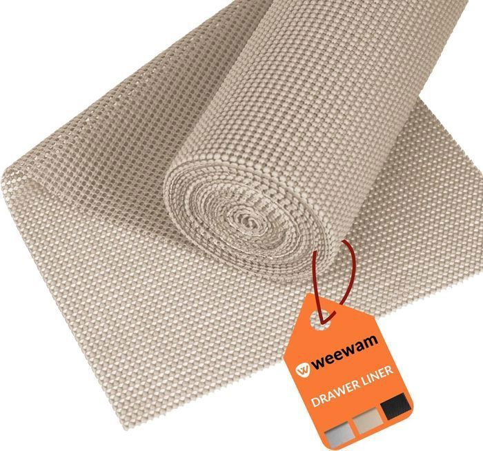 Jissta Tapis Fond De Tiroir Antidérapant 44x600cm En EVA - Tapis Frigo Antibactérien Lavable, Transparent Étanche, Découpable (Gris)