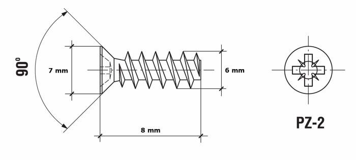Hexaton - WE - Vis euro de fixation 6 x 8 mm Tete fraisee plate ...