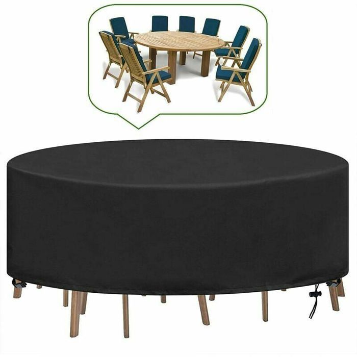 Bâche ronde pour table de jardin imperméable résistante aux UV Oxford adaptée aux tables et chaises de jardin 230 x 100 cm