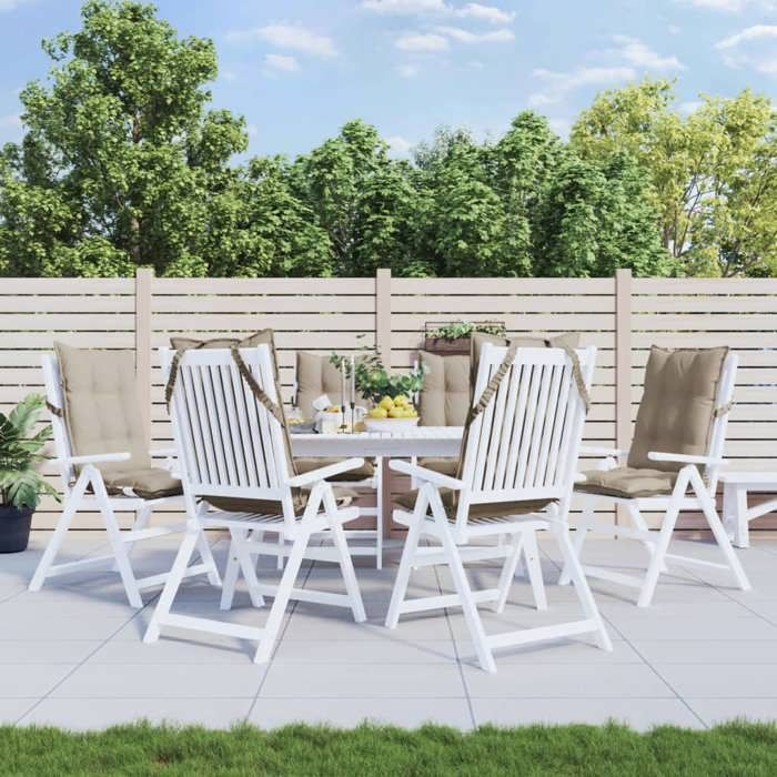 vidaXL Lot de 6 Coussins de Chaise à Dossier Haut Galette de Siège Imperméable Coussin dExtérieur Anti-glissement Jardin 377628