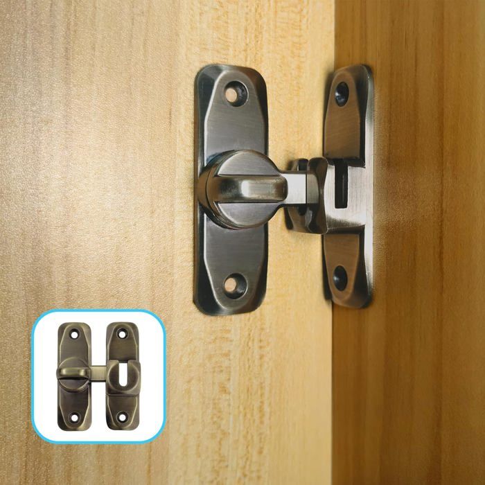 Pexintek Petit Verrou Rétro Pour Porte Coulissante – 90° Ou 180° – Alliage De Zinc – Noir Ou Or