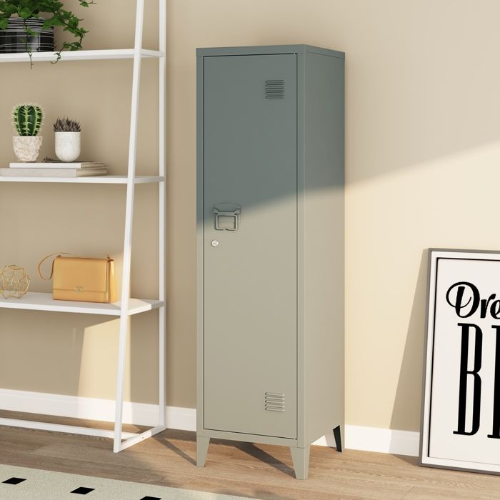 Armoire à casier Kurikka métallique vérouillable 137 x 38 x 38 cm gris foncé Armoire à casier Kurikka métallique vérouillable 137 x 38 x 38 cm gris foncé