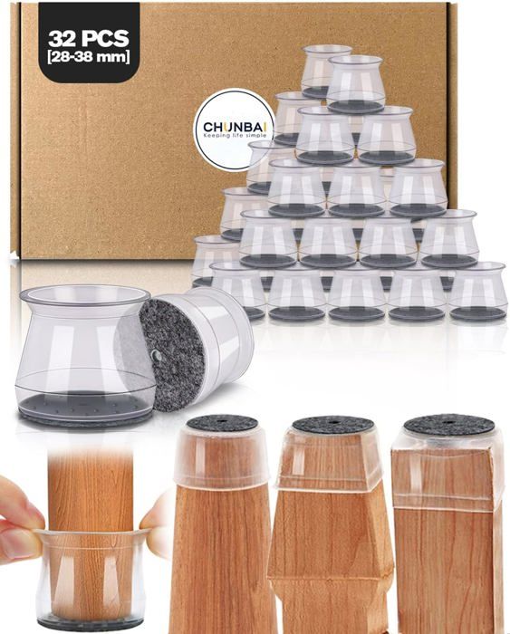 Lot De 32 Patins Feutre Aneaseit Pour Pieds De Chaise – 3,8cm, Cristal