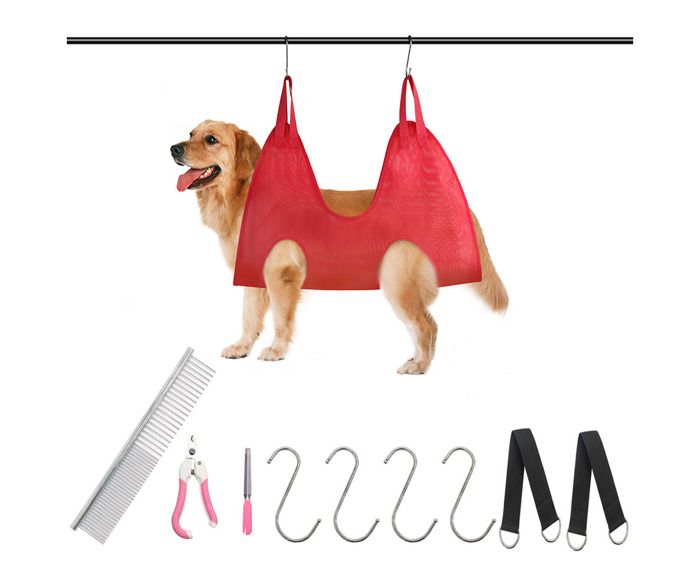 Meilleurs prix pour Hamac pour chat et chien Coupe des griffes des animaux Hamac de beauté pour chat et chien de petite et moyenne taille-rouge-s