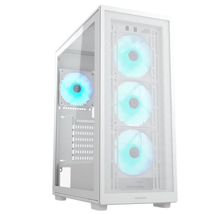 Boitier gaming – Cougar Gaming – MX220RVBWHITE – Boîtier ATX taille Intermédiaire – 4 Ventilateurs ARGB 120mm – USB 32 Gen 2 Type
