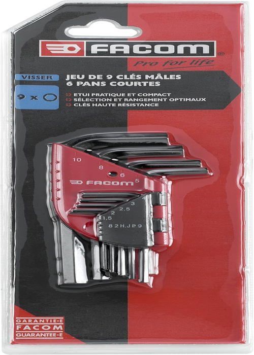 Jeu De 9 Clés Allen Coudées à Tête Sphérique – Tailles 1,5 à 10 Mm – Acier Chrome Vanadium – Support Inclus