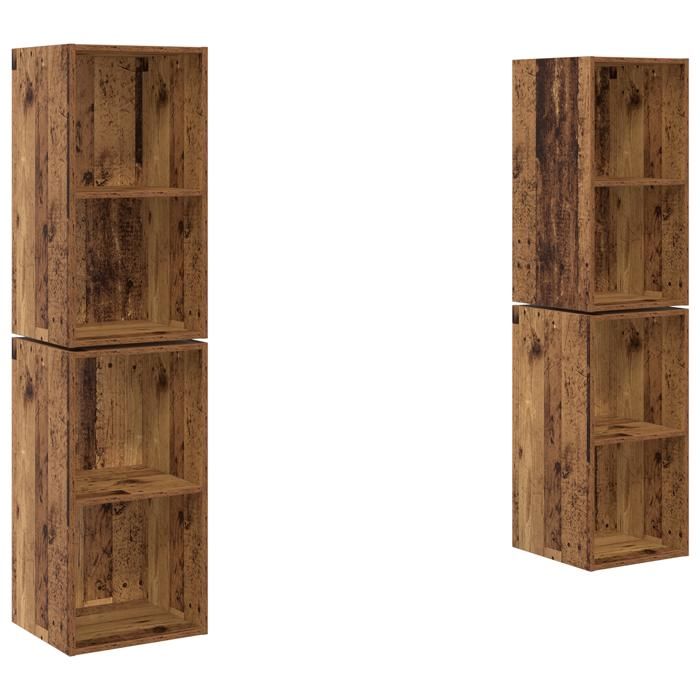 Meuble TV mural 4 pcs - armoires suspendues Bois ancien 37 x 37 x 72 cm - Porte(s) RUI07 8153