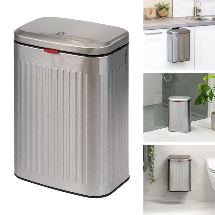 eluno Poubelle poubelle de cuisine et de salle de bain 6 litres aspect inox