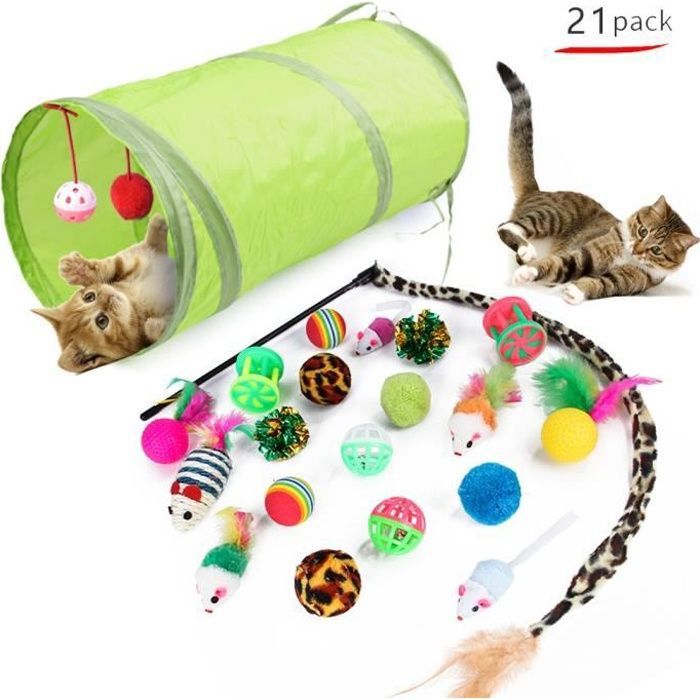 Meilleurs prix pour Jouet interactif pour chat - HAUTSTORE - 21 pices - Plume souris clochette - Vert vert JOUET