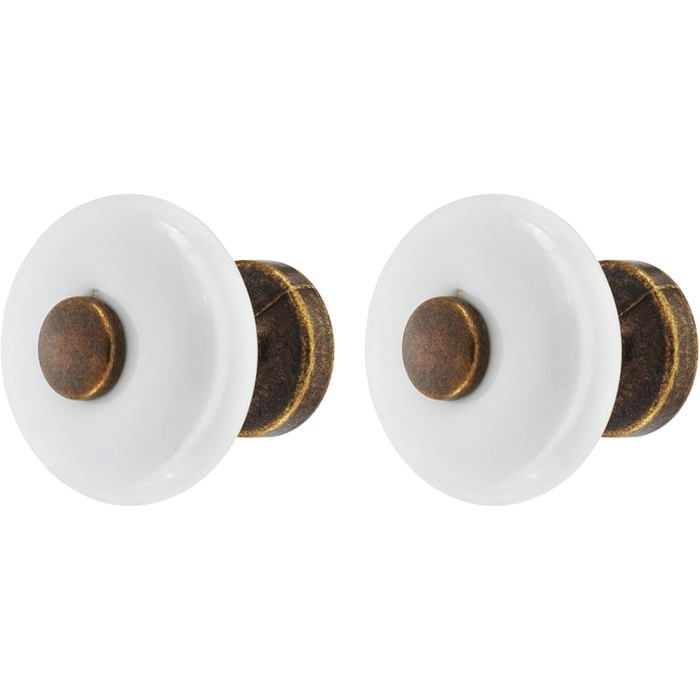 cyclingcolors 2x bouton de tiroir porcelaine céramique 30 mm insert laiton marron patiné meuble vintage antique avec vis