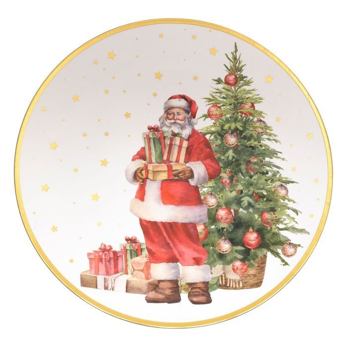 Toilinux - Lot de 12 assiettes de présentation PÈRE NOËL - Blanc