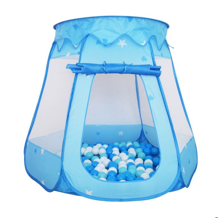 Relaxdays Piscine à balles avec 100 balles H x L x P : 95 x 118 x 118 cm piscine à balles pop-up bleue
