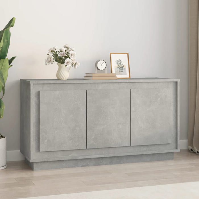 Buffet-Meuble de rangement gris béton 102x35x55 cm Buffet gris béton 102x35x55 cm - bois dingénierie 77537