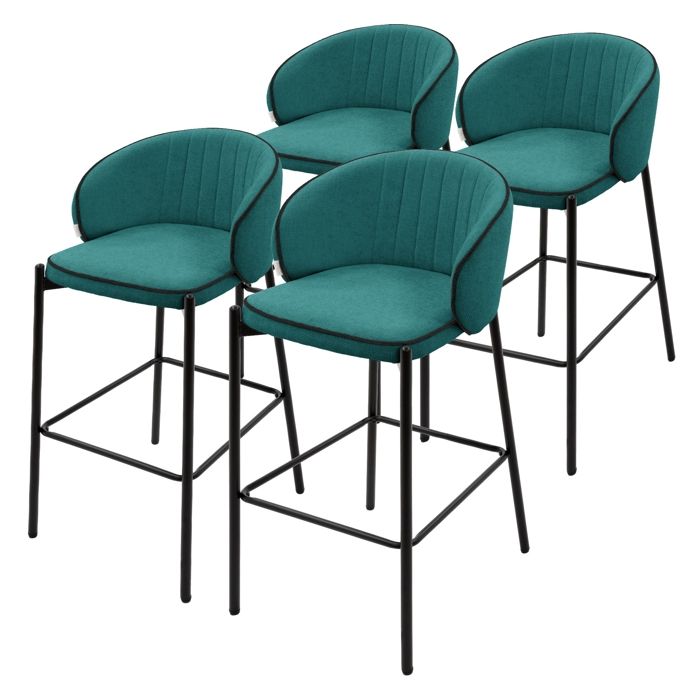 Lot 4 tabourets de bar ML-Design tissu bleu pétrole hauteur 76 cm avec ...