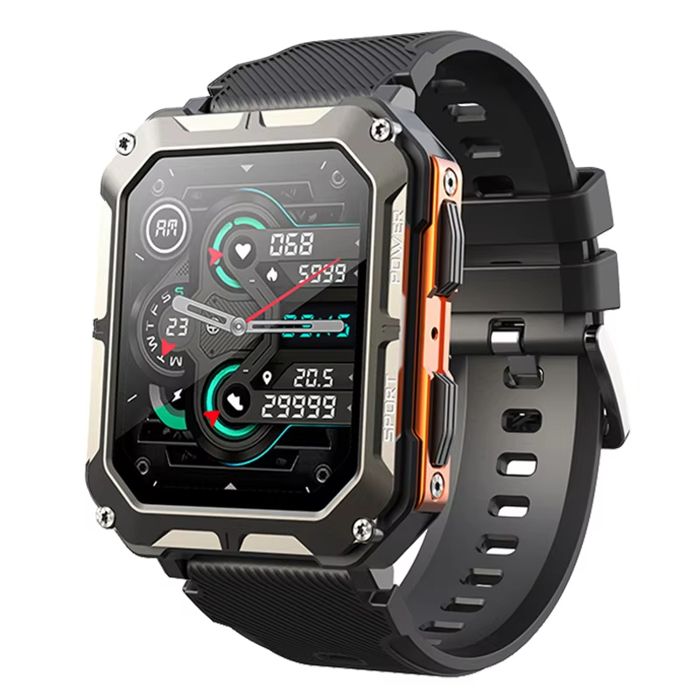 Montre intelligente étanche - RNCYN - C20 Pro - 380mAh - Écran tactile - IP68 - 22cm - Verre - Boucle - 3BAR - Noir