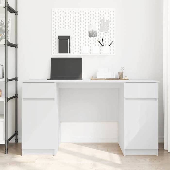 Bureau secrétaire contemporainrésistance stabilité（1 pcs） Meuble de Bureau avec tiroir Blanc 140x49x76 cm Bois dingénierie @8694