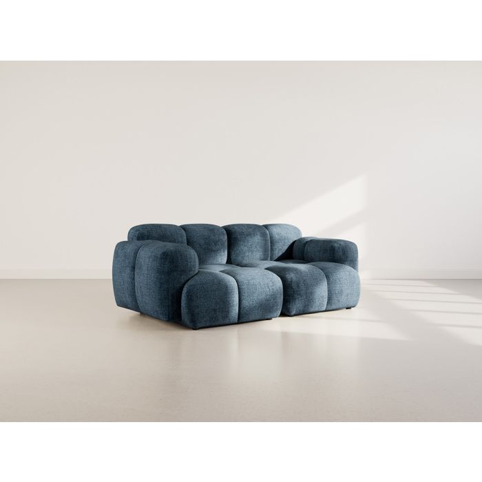 Grace - canapé modulable 2 places en velours texturé - Bleu