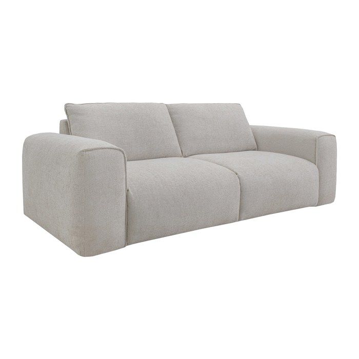 Canapé 4 places convertible express en tissu texturé beige - Couchage 160 cm - Matelas 13 cm mémoire de forme POGLO Canapé 4 places convertible express en tissu texturé beige - Couchage 160 cm - Matelas 13 cm mémoire de forme POGLO