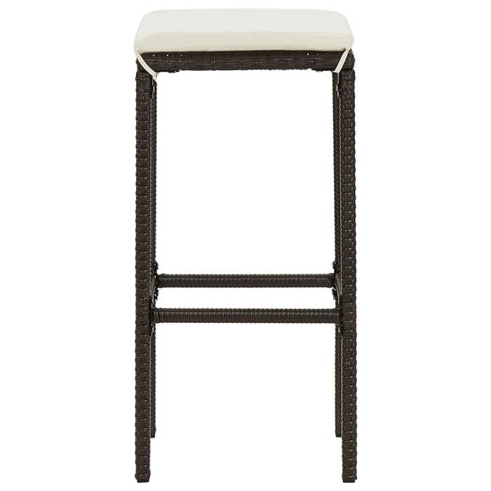 Tabourets Cuisine - Brun - Chaises de bar avec coussins - (2 pcs) - 2 personnes - marron résine tressée 38x38x76 cm F2176