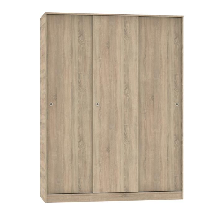 Armoire Placard à 3 portes coulissantes coloris Chêne cambrian Armoire Placard à 3 portes coulissantes coloris Chêne cambrian