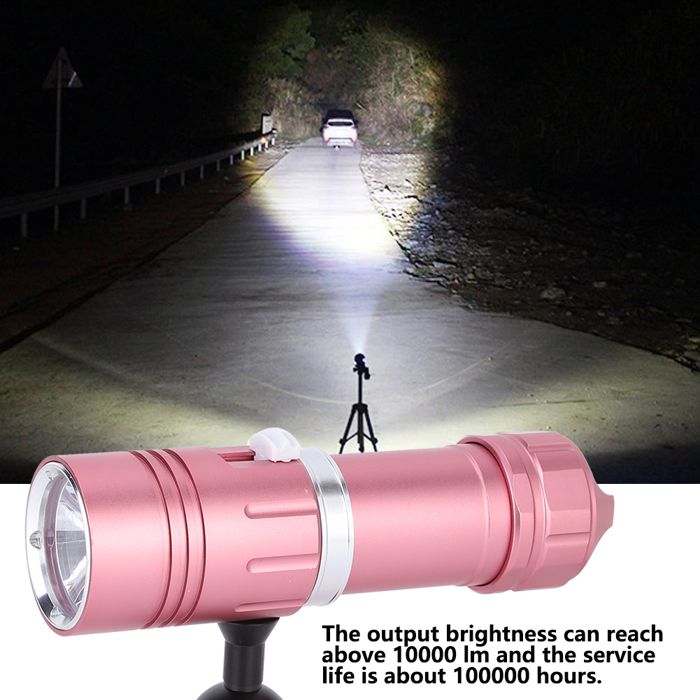 Lampe torche LED plongée 100 m – Nosheir – L2 sans batterie – 10000 lm réglable infini – camping sous-marin – rose