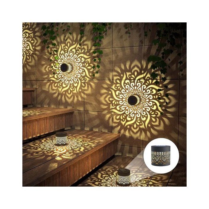 Lot de 2 lampes solaires mandala tournesol pivoine sur pied，applique murale，décoration de jardin.
